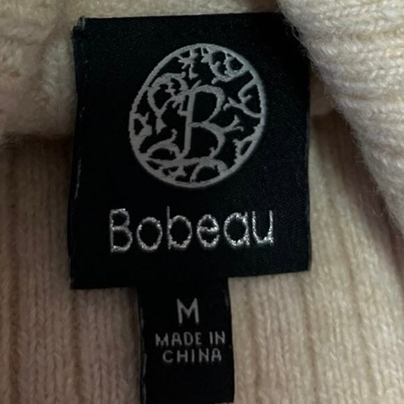 Bobeau Cream Sleeveless Turtleneck Foldover Ribbed Knit Sweater Vest Top Size M - Picture 3 of 4